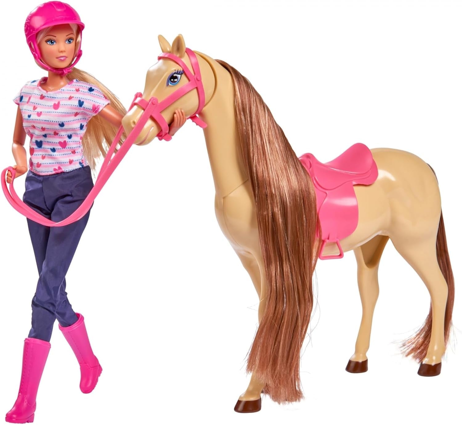 Simba 105730939 - Steffi Love Traje para montar a caballo 2 caballos Muñeca de moda totalmente articulada 29 cm para niños a partir de 3 años