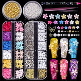 GZMAYUEN 920 Uds. Perlas planas doradas y plateadas para uñas, perlas de uñas color beige medio blanco, perlas pequeñas Halbrunde con parte posterior plana para decoración de uñas DIY