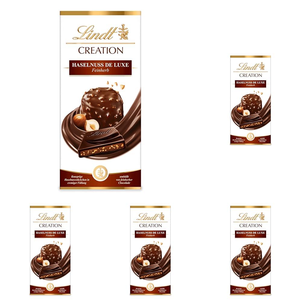 Lindt Creation Hazelnut De Luxe Bar - Chocolate amargo con avellanas crujientes en un relleno cremoso