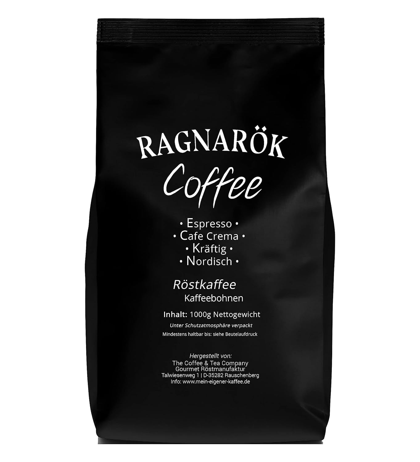 C&T "Ragnarök Coffee" nordischer Röst-Kaffee | 1000 g de ganso bohne | como barra de bar Espresso & Café Crema | kräftig + würzig + aromático | 100% natural con cafeína