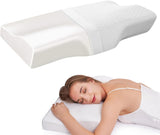 BDTFO Almohada ortopédica de espuma viscoelástica para el dolor de cuello, almohada ortopédica para el contorno cervical, soporte para el cuello para la espalda, el estómago, para dormir de lado, con funda lavable y transpirable con cremallera, almohadas ortopédicas cervicales, Naty Shop, mariposa blanca