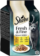 Sheba Portion Bags Comida húmeda para gatos, paquete múltiple de gelatina fresca y fina de pavo y pollo, 6x6x50 g - Comida para gatos con gelatina de pavo y pollo de alta calidad