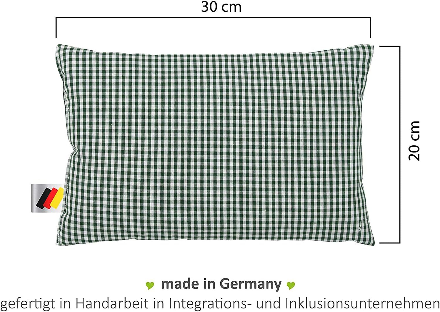 Gözze - Almohada con aroma a hierbas, relleno de mezcla de hierbas 200 g, funda 100% algodón, 30 x 20 cm - Almohadas estándar Plaid Green Naty Shop