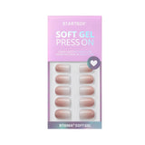 Btartbox Uñas Postizas Cuadradas Cortas Pegamento Baby Boomer En Uñas Postizas Rosa Degradado Blanco Uñas Artificiales Cortas con Pegamento para Uñas 30 Piezas Uñas Postizas Cuadradas