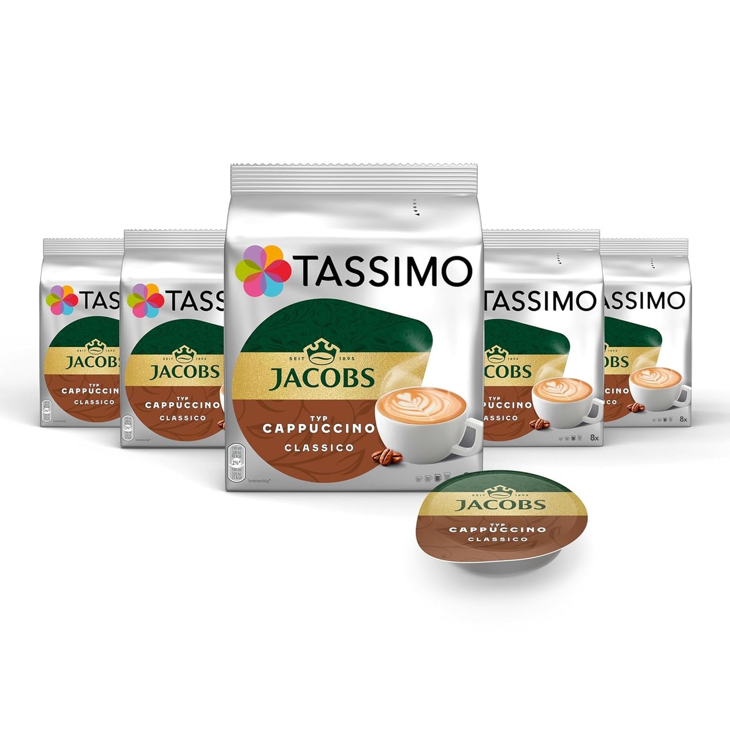 Tassimo Kapseln Jacobs Cappuccino Classico, 5 x 8 monodosis, 40 cápsulas de café