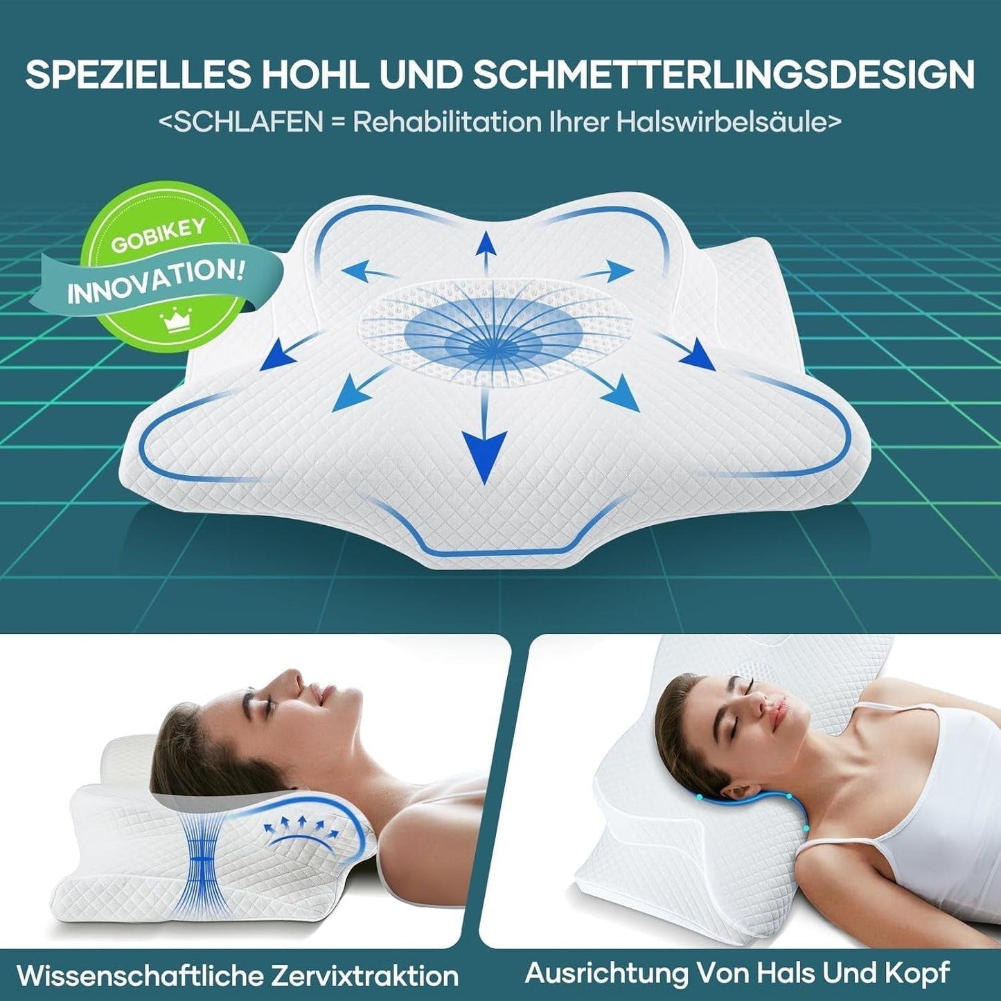 Almohada para el cuello Almohada para la cabeza Almohada ortopédica Almohada de espuma viscoelástica Almohada ergonómica para la cabeza Almohada de apoyo para el cuello Almohada antiimpacto lateral para personas que duermen de lado, boca arriba y boca abajo Almohadas ortopédicas cervicales blancas Naty Shop