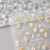 JMEOWIO 3D Nagelsticker Blume Nail Art Sticker Selbstklebend Nagelaufkleber 5D Stereoskopisch Frühling Sommer Floral Dekoration Nageldesign Zubehör 4 Blatt