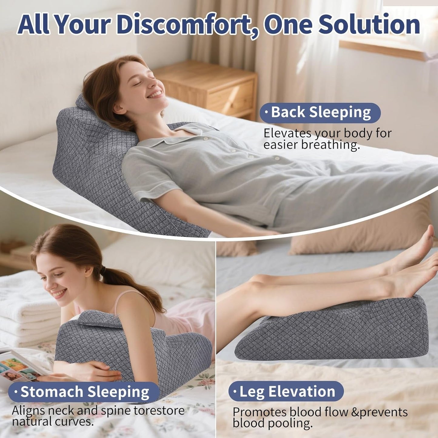 Almohada de lectura: almohada para la espalda, reposacabezas ajustable, almohada de lectura de espuma viscoelástica para cama, almohada ergonómica para la espalda, el cuello y las piernas, almohada de apoyo lumbar