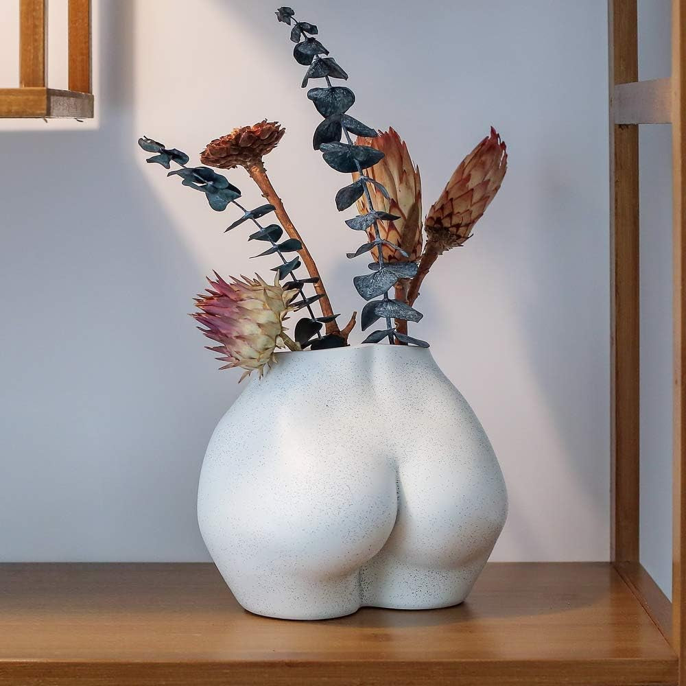 Jarrón de cuerpo artificial, maceta de cuerpo femenino con agujeros de drenaje, maceta moderna de resina, diseño bohemio moderno, planta artificial en maceta para decoración de interiores