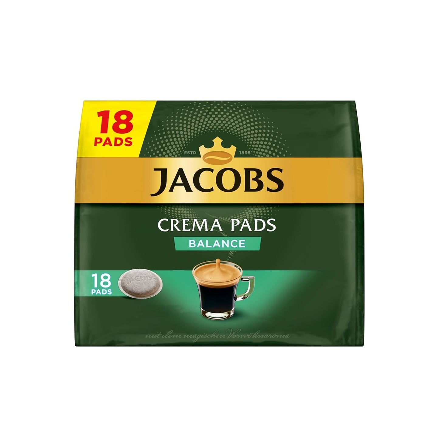 Jacobs Crema Balance Pads, Pads compatibles con Senseo, 5 x 18 Getränke, 90 Kaffeepads
