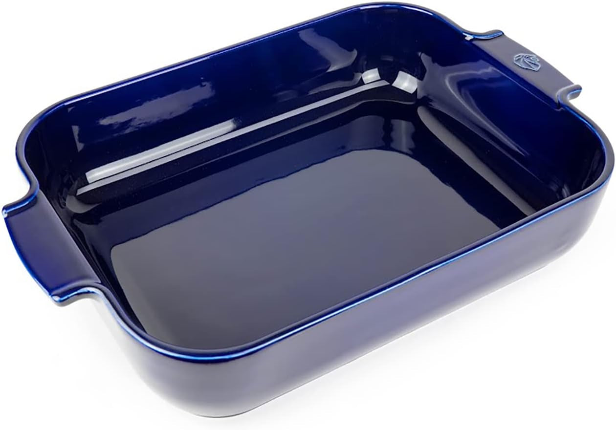 Peugeot Appolia Rechteckige Auflaufform Mit Griffen, Keramik, Schiefer / Grau, 8,3X40,5X27,2 Cm, Fassungsvermögen: Ca. 4 L, 60022 Moldes y bandejas para repostería Naty Shop Blau