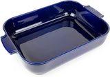 Peugeot Appolia Rechteckige Auflaufform Mit Griffen, Keramik, Schiefer / Grau, 8,3X40,5X27,2 Cm, Fassungsvermögen: Ca. 4 L, 60022 Moldes y bandejas para repostería Naty Shop Blau