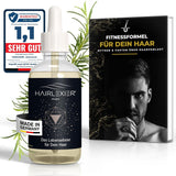 Hairlexier Remedio para el crecimiento del cabello para mujeres - Aceite capilar de romero, aceite capilar de ricino, aceite de lavanda, suero capilar natural contra la caída difusa del cabello, favorece el crecimiento del cabello, vegano y orgánico + Libro de trabajo Cuidado del cabello Naty Shop Men