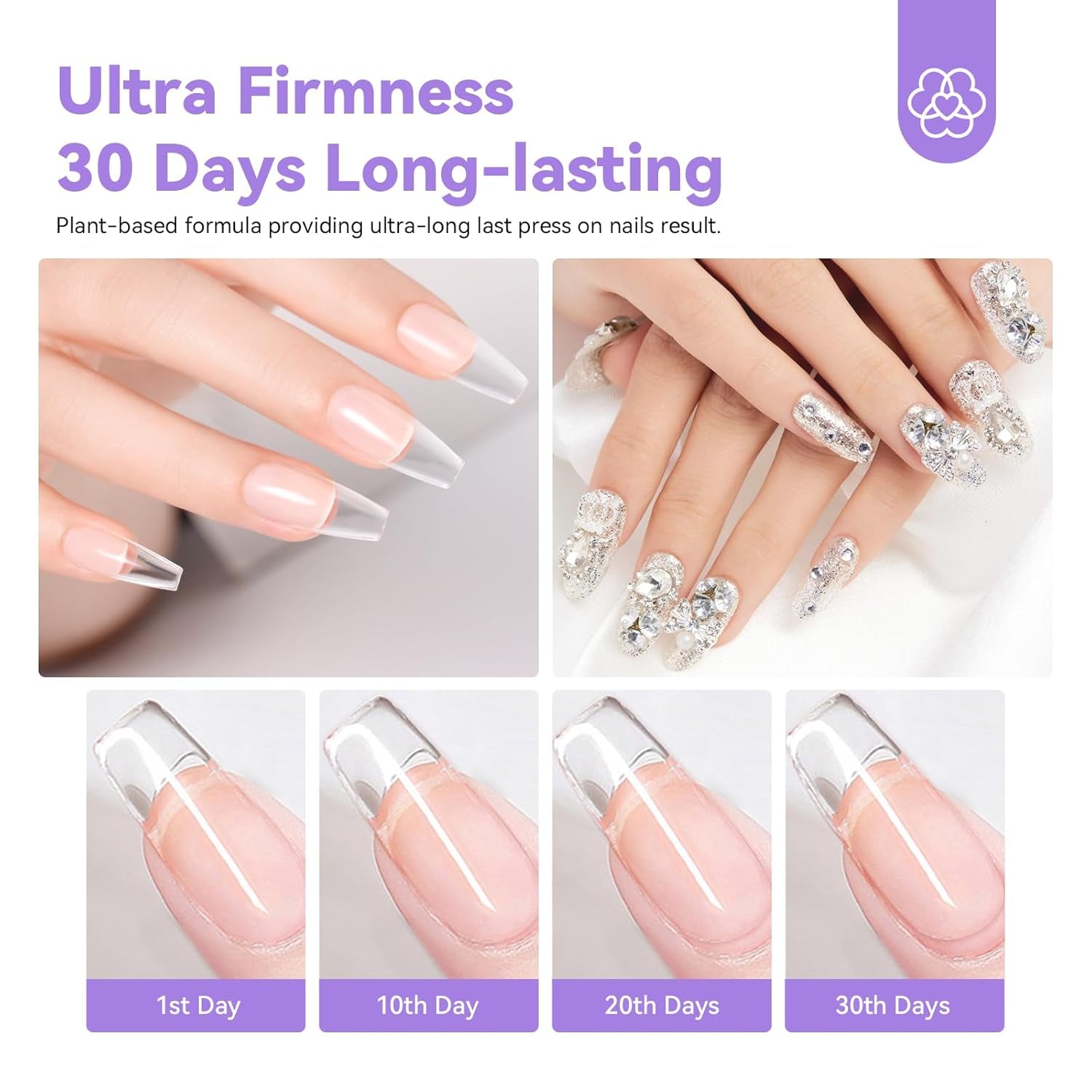 Pegamento sólido para puntas de uñas Saviland: 2 piezas 15G Pegamento para uñas artificiales Pegamento extra fuerte Presione en las uñas Pegamento UV Gel Pegamento para uñas para mujeres Salón en casa DIY Lámpara UV/LED curada