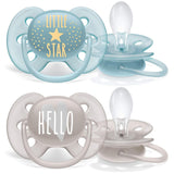 Chupetes Philips AVENT Ultra Soft - pack de 4 chupetes extra suaves sin BPA para bebés de 0 a 6 meses, incluido estuche de transporte y esterilización (Modelo SCF091/35)