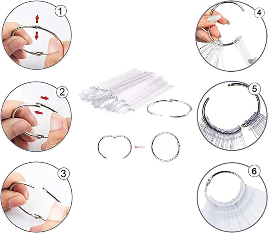 Expositor de uñas, 40 barras de esmalte de uñas artificiales, cápsulas, práctico abanico, decoración de uñas