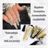 30 lazos de metal para uñas, lazos dorados, plateados y grises, accesorios para uñas, decoraciones de uñas para mujeres y niñas, diseño de uñas