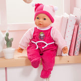 Funktionspuppe Hello Baby mit Geräuschen, bewegt den Mund, interactivo Puppe, Babypuppe, mit Zubehör, 46cm, rosa
