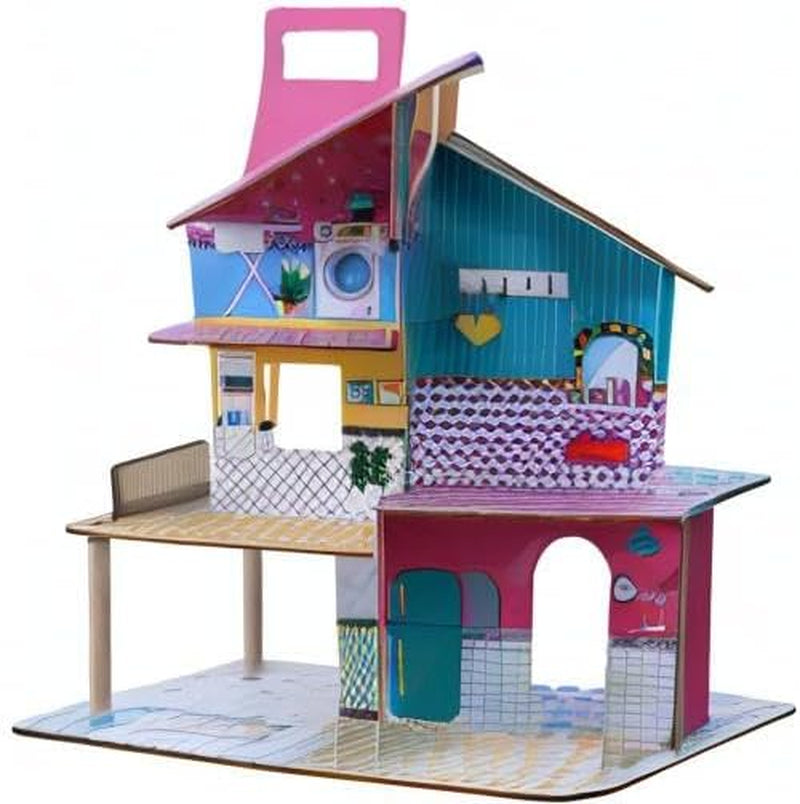 Olivia's Little World 360 Casa de muñecas de madera para niños, muñecas de 3,5" y 12 accesorios, multicolor TD-13260C