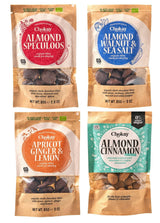 Juego de 4 bocados orgánicos - Almendras con canela/Almendras con canela en chocolate amargo belga/Sin azúcar añadido, sin edulcorantes/VEGANO Y DE COMERCIO JUSTO / 4 x 85 g