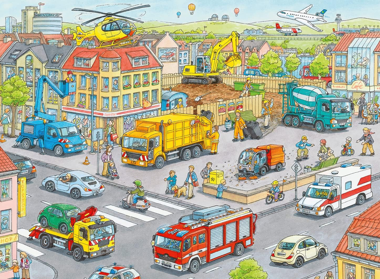 Puzzle Ravensburger para niños - 10558 Vehículos en la ciudad - Puzzle para niños mayores de 6 años con 100 piezas en formato XXL Puzzle Naty Shop