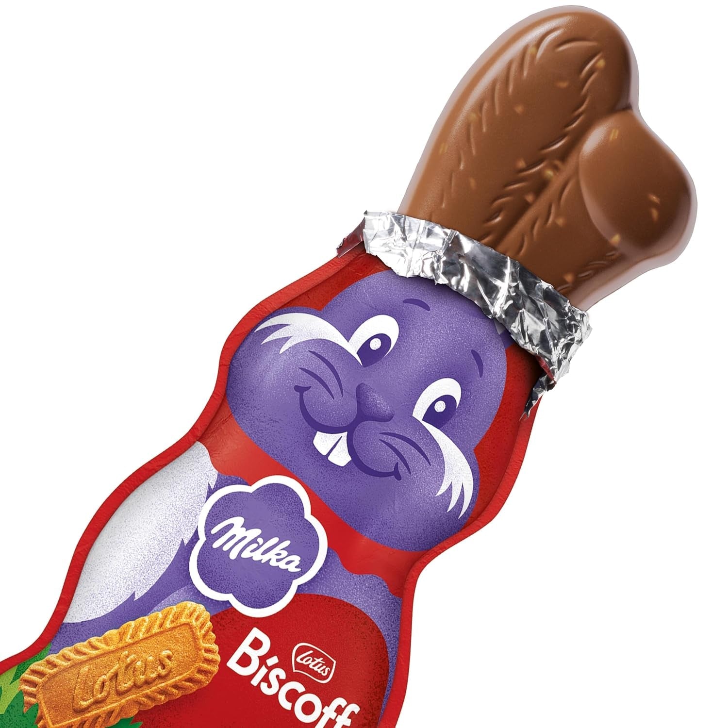 Milka Smiling Bunny Biscoff – delicado conejito de Pascua con chocolate y trozos de galletas Lotus Biscoff – 95g