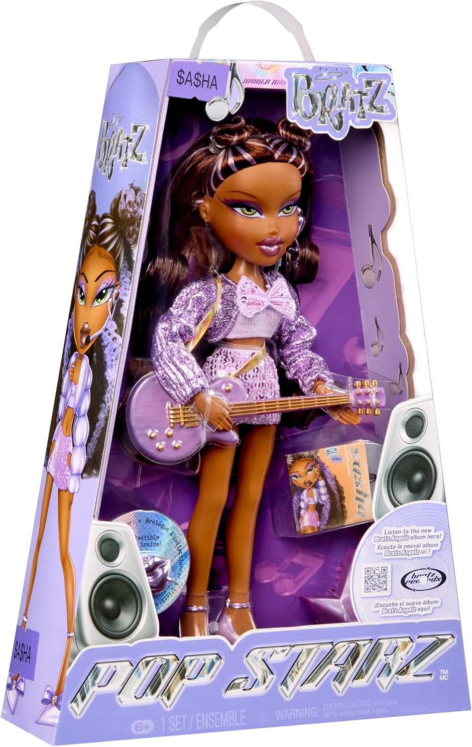BRATZ Pop Starz Sasha – Muñeca de moda con llavero, atuendo y accesorios musicales coleccionables