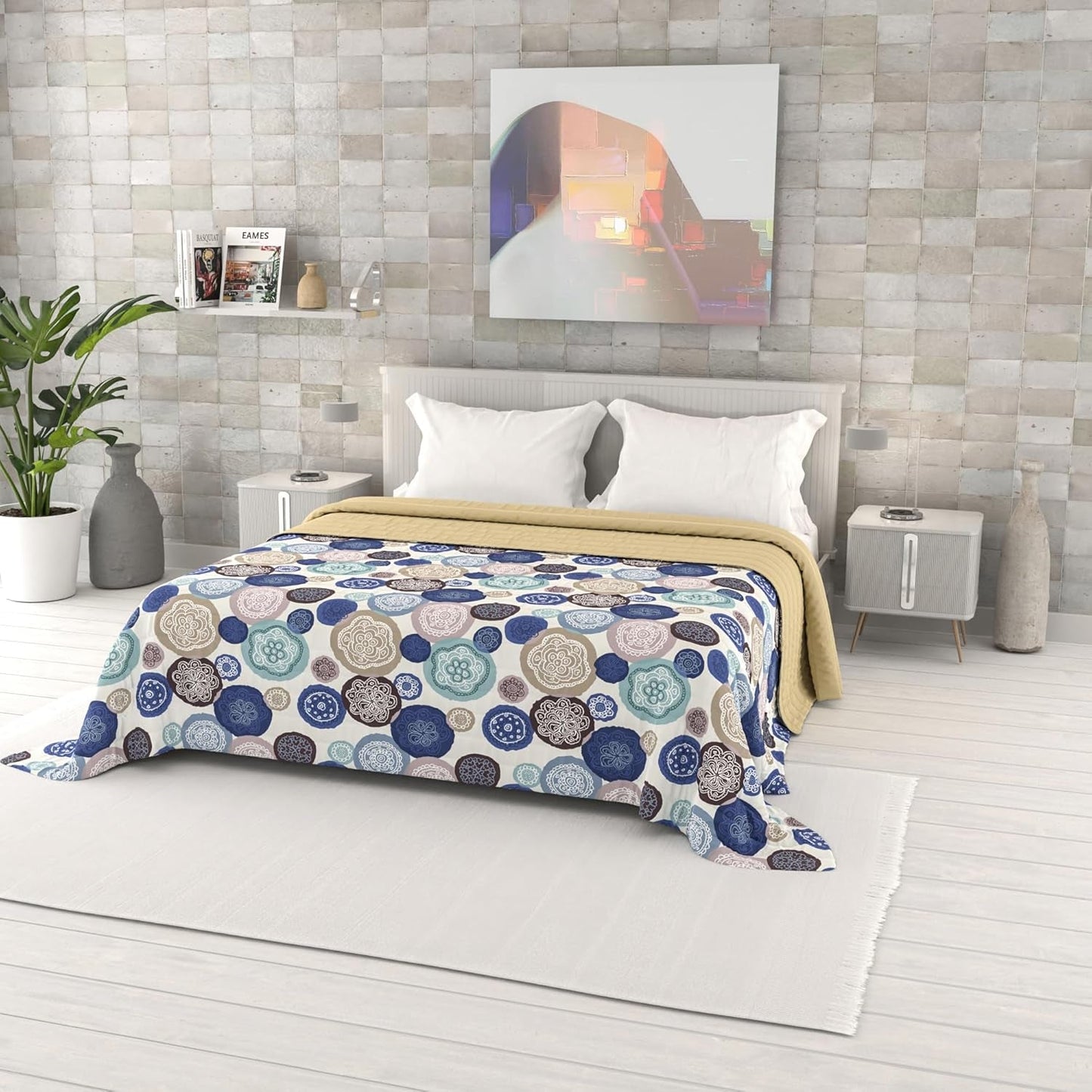 Colcha De Verano Estampada Fantasía, Relleno De Poliester, Pétalos, 260X270Cm Edredones y colchas Naty Shop Murrine 260X270Cm