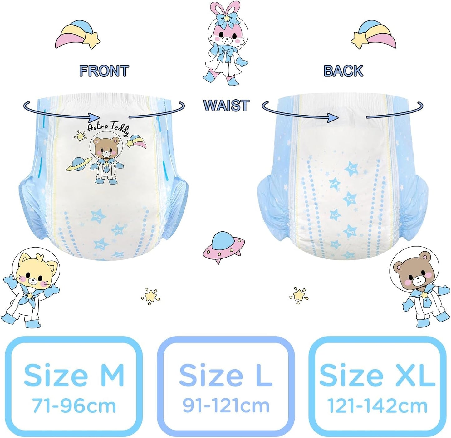 Pañales Estampados Para Adultos 5500-5800ml Paquete De 2, 3 Impresiones Surtido Aleatorio - Astro Babies (L)