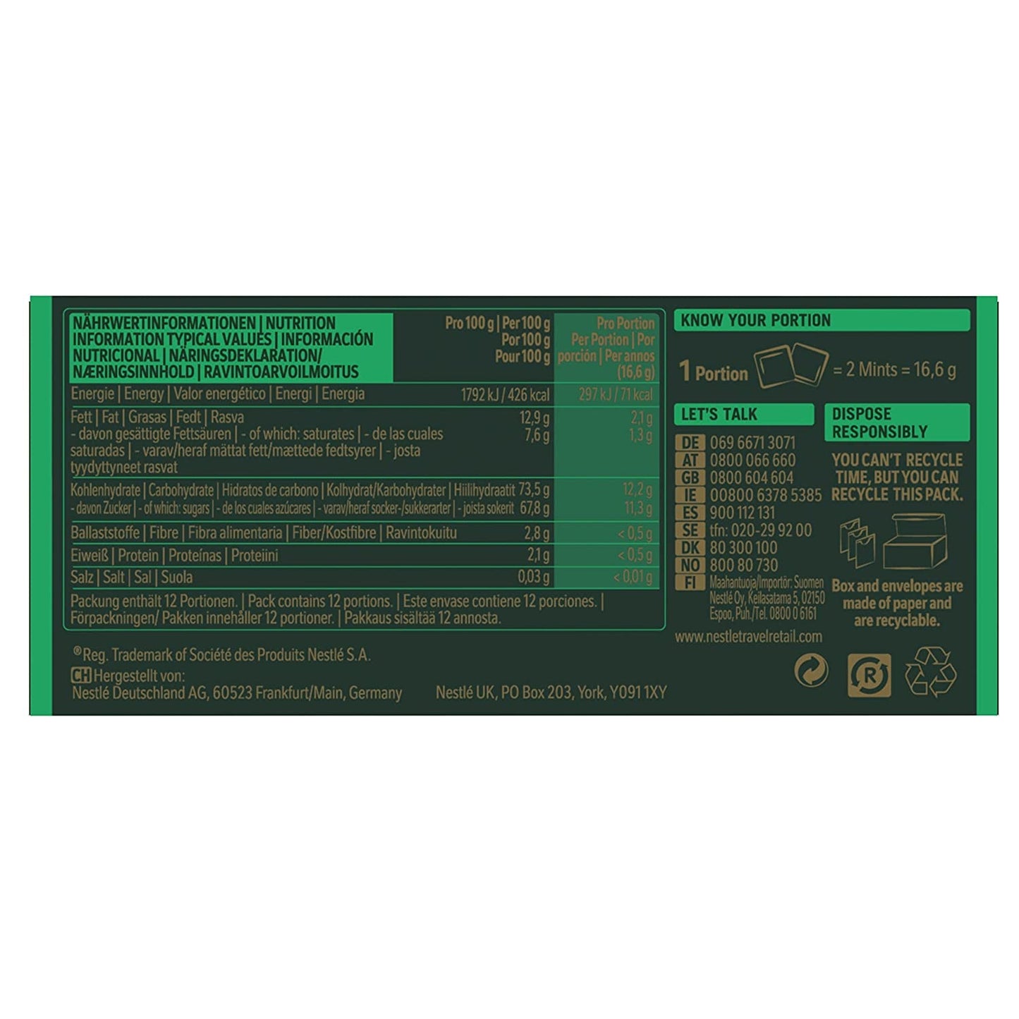 NESTLÉ AFTER EIGHT Cuadritos finos de chocolate amargo con relleno de crema de menta para conocedores Paquete de 5 (1 x 200 g)