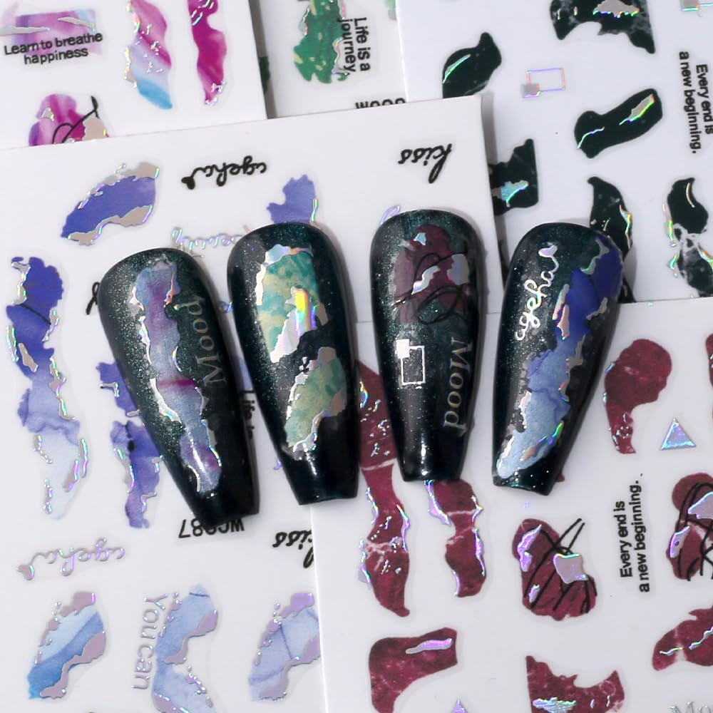 6 colores pegatinas de uñas de mármol bronceador pegatinas autoadhesivas plateadas pegatinas de uñas de mármol flor pegatinas de uñas de mármol 3D accesorios de diseño pegatinas de arte de uñas juego de pegatinas de uñas lámina de uñas