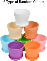 Macetas Grandes de Plástico de 20 Cm con Platillos, Macetas Blancas con Riego Automático con Platillos, Macetas de Plántulas de Plástico, Macetas Engrosadas para Plantar en Interiores y Exteriores (6 Piezas)