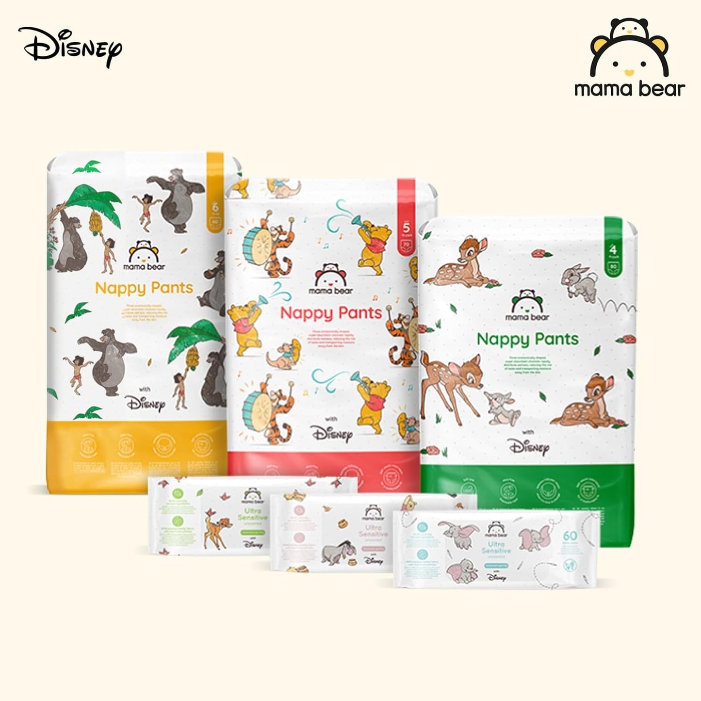 Marca Amazon: Mama Bear Disney Talla 6 (15+ kg) - Paquete mensual, Blanco, 120 piezas (2 paquetes de 60)