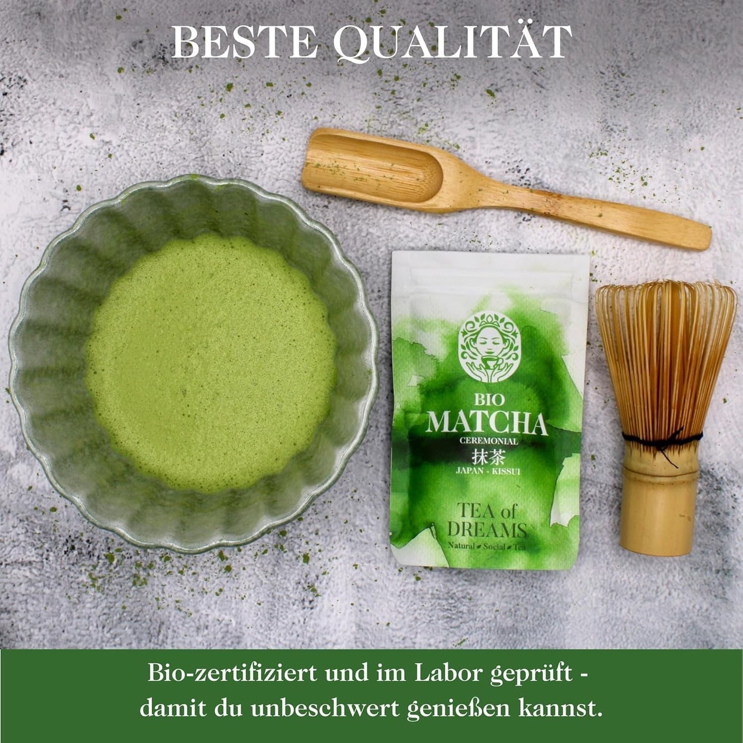 Matcha en Polvo Orgánico para Té y Matcha Latte - Calidad Ceremonial Premium de Japón - Té Verde Kissui Original - 30g