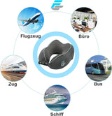 Flagshipper almohada para el cuello de avión - almohada para el cuello para adultos - almohada para el cuello para el automóvil - almohada de viaje viscoelástica - lavable con respaldo estrecho (terciopelo suave y transpirable) - ajustable, gris Naty Shop Almohadas ortopédicas cervicales