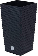 Macetas Prosperplast imitación ratán/macetas con inserto | 32,5x32,5x61cm | antracita | resistente a la intemperie y a los rayos UV | de plástico resistente | para interior y exterior