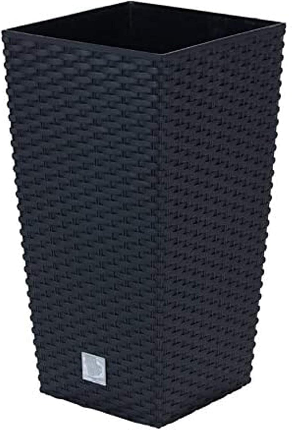 Macetas Prosperplast imitación ratán/macetas con inserto | 32,5x32,5x61cm | antracita | resistente a la intemperie y a los rayos UV | de plástico resistente | para interior y exterior