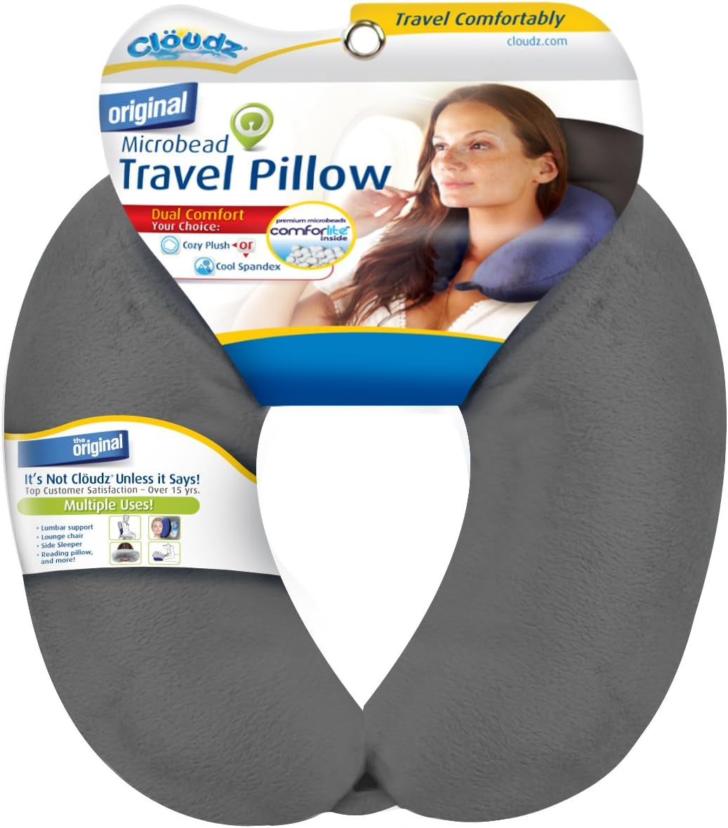 Almohada de viaje para el cuello Cloudz Microbead, gris Naty Shop Almohadas de viaje Título predeterminado
