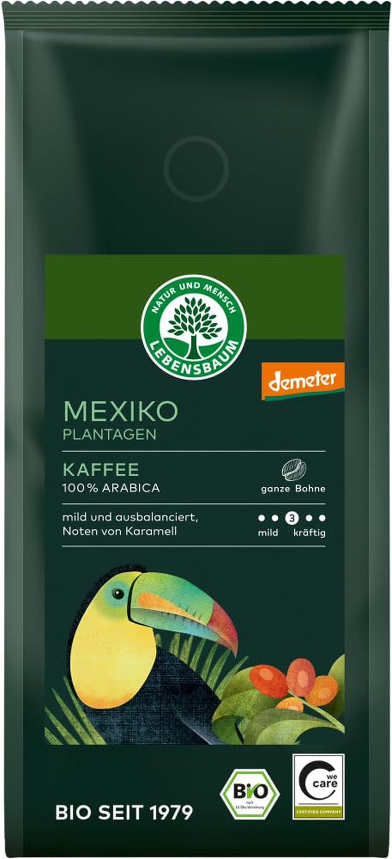 Café mexicano de plantación, en grano entero 6 x 250 g