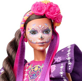 Muñeca Barbie del Día de Muertos 2022 con vestido tradicional con volantes, corona de flores y pintura facial de calavera, regalo para coleccionistas
