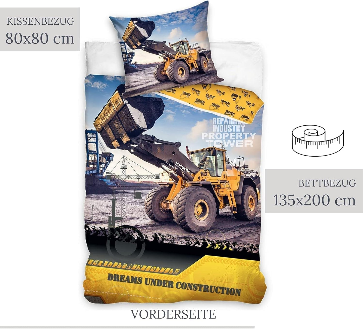 Ropa de cama para niños, excavadora, algodón Ropa de cama infantil Naty Shop