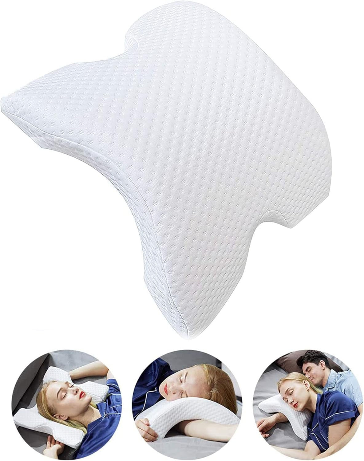 MINGZE Almohada de Espuma viscoelástica Multifuncional Almohada para el Cuello Espuma, Almohada para el Cuello en Forma de U con Lazo, Almohada para Dormir de Rebote Lento Almohada de presión de Rebote, Almohada Seda de Hielo