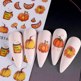 Pegatinas de uñas de otoño 3D, pegatinas de uñas de hojas de calabaza, líneas geométricas, flores, pegatinas de uñas, diseño del día de Acción de Gracias, pegatinas de uñas de calabaza de otoño, accesorios de uñas, arte de uñas