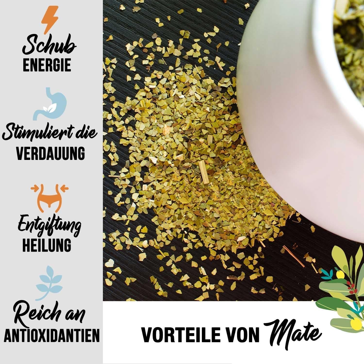 ORIGEENS BIO YERBA MATE con naranjas 200 G - Té frutal I Té de Yerba Mate orgánico sin tostar, sin tallos ni polvo I Bebida energizante y desintoxicante