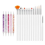 Juego de pinsel para decoración de uñas, 20 piezas de pinsel Nageldesign Malerei, pinsel de diseño de arte de uñas profesional, pinsel de delineador fino para uñas, rosa