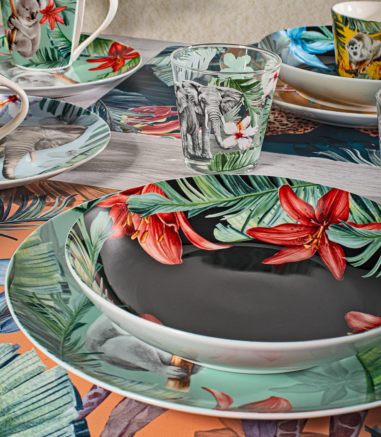 Servicio de tavola de porcelana exótica de 18 piezas