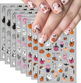 Nagelsticker Halloween, 8 Blätter Halloween Nagelsticker, Kürbis Nail Sticker, Nail Art, Nagel Charms, Nagel Zubehör, Nageldesign, Navidad (Typ A)