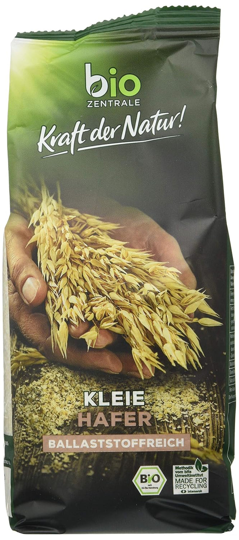 Salvado de avena ecológico Biocentral 1 kg | Paquete ventajoso | Fuente de proteína alta en fibra | Naturalmente vegano | De la agricultura de la UE | Bajo contenido de azúcar