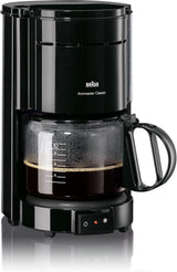 Cafetera espresso Braun KF 47 BK - Cafetera espresso con filtro y jarra de cristal para café filtrado clásico, café aromático gracias al sistema OptiBrew, sistema antigoteo, apagado automático, negra