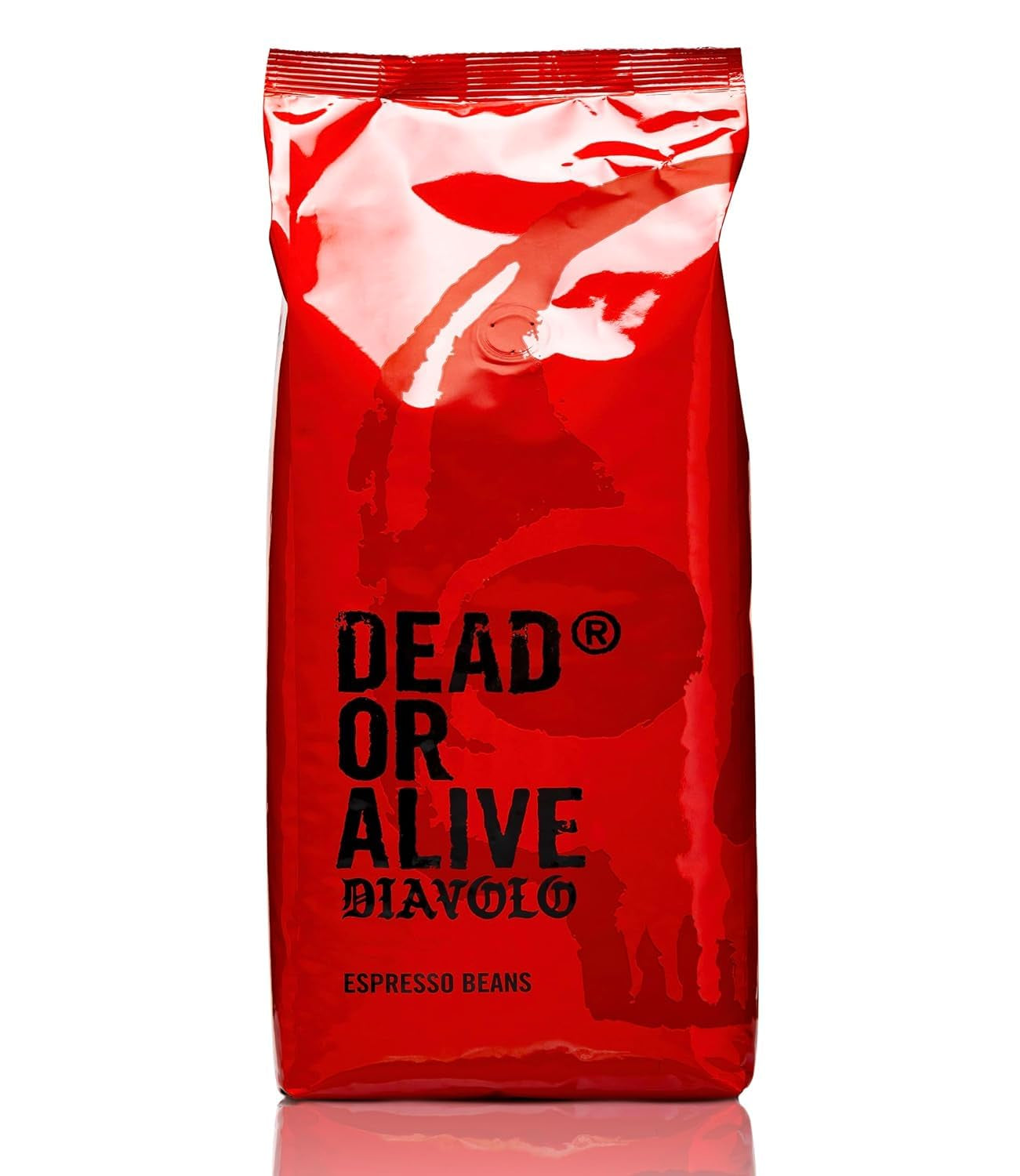 DEAD OR ALIVE DIAVOLO – Espresso Extra Oscuro – 100% Robusta – Extremadamente Fuerte – Baja Acidez – Crema Estable – Granos Enteros 1kg – Tostado Nápoles